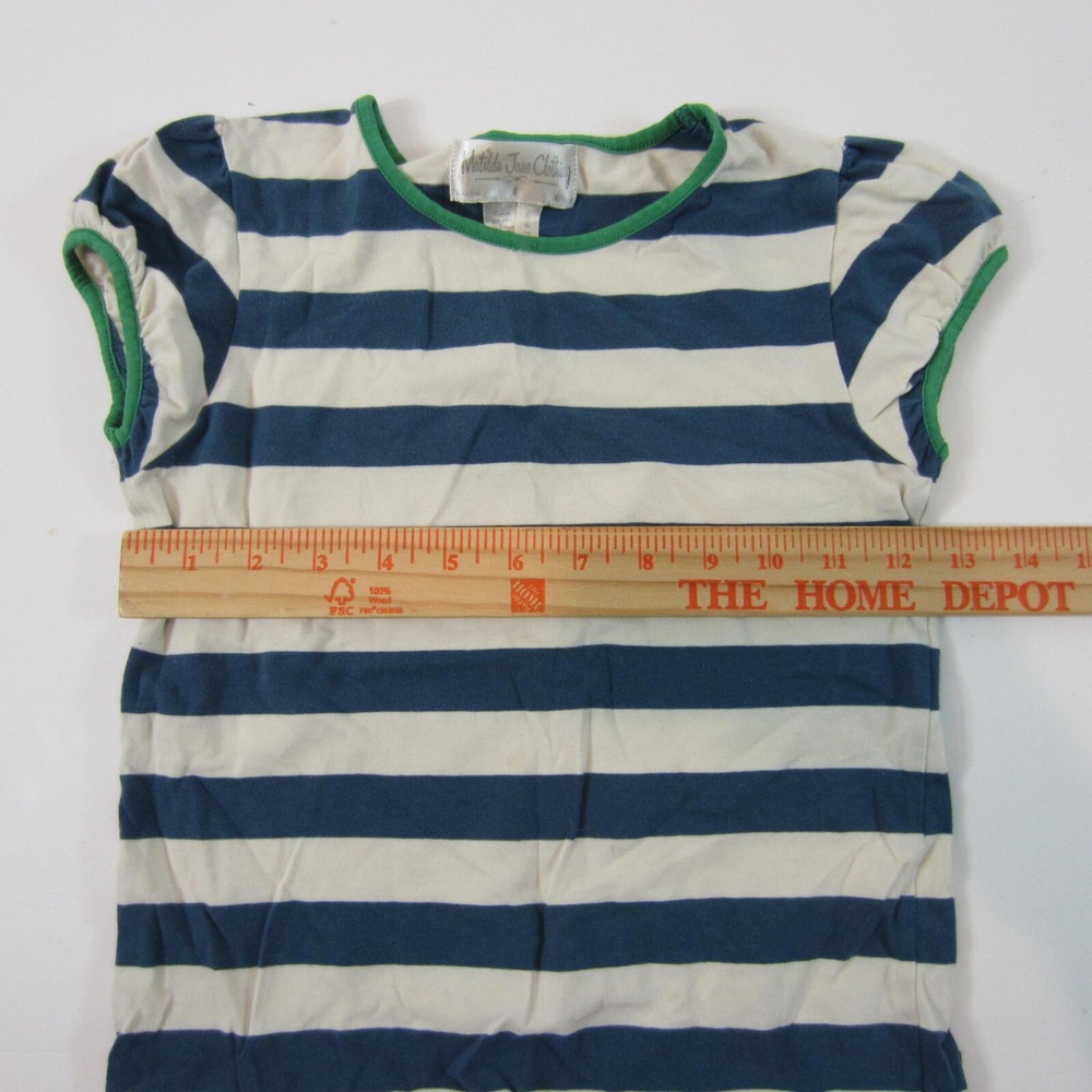 Matilda Jane Girl's tee good hart paddle boat blue white striped 6 flaw - Picture 5 of 5